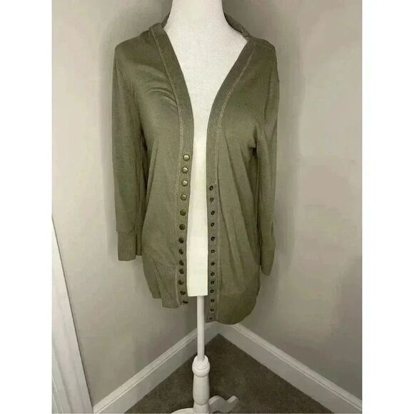 Zenana Women's Green Snap Button Cardigan Sweater Size L Long Sleeve - Picture 1 of 6